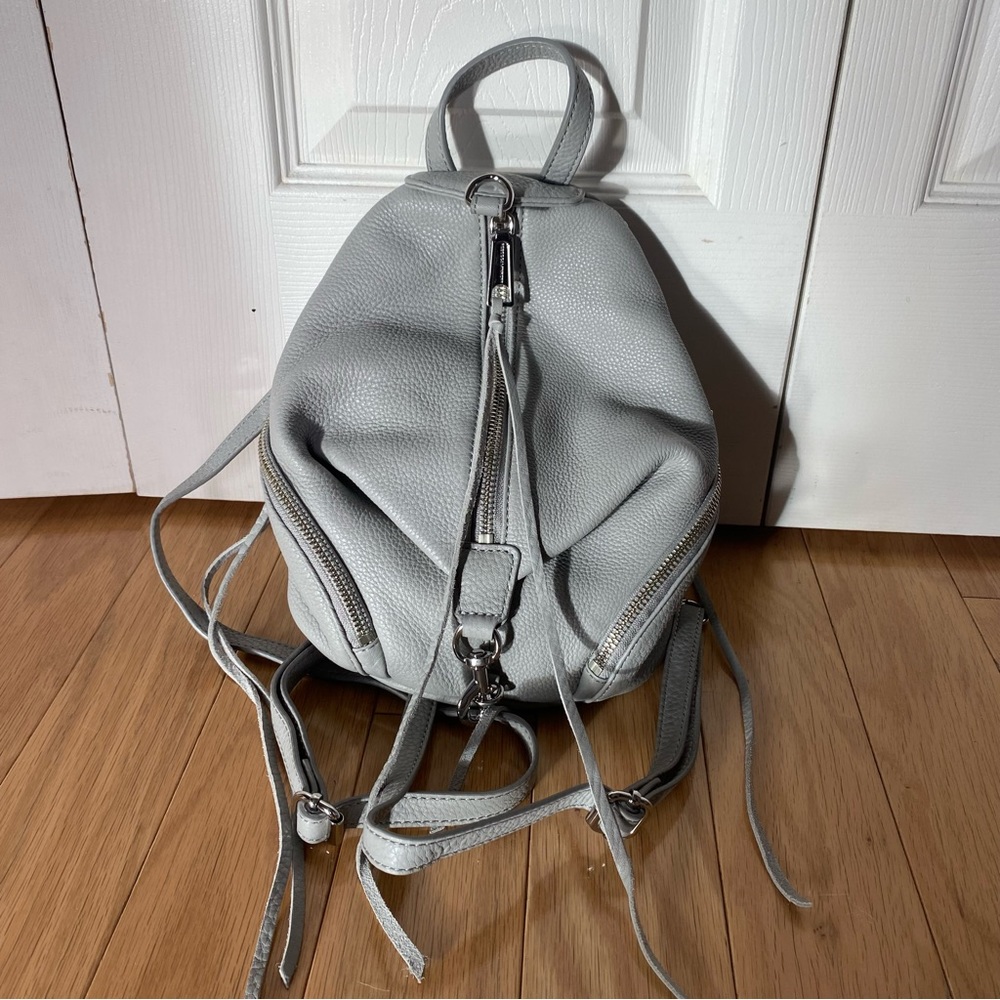 Light Gray Leather Backpack Purse - Casual Everyday Bag